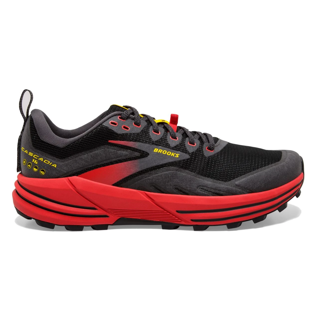 BROOKS CASCADIA 16 NOIRE ET ROUGE Chaussures De Trail – Image 2